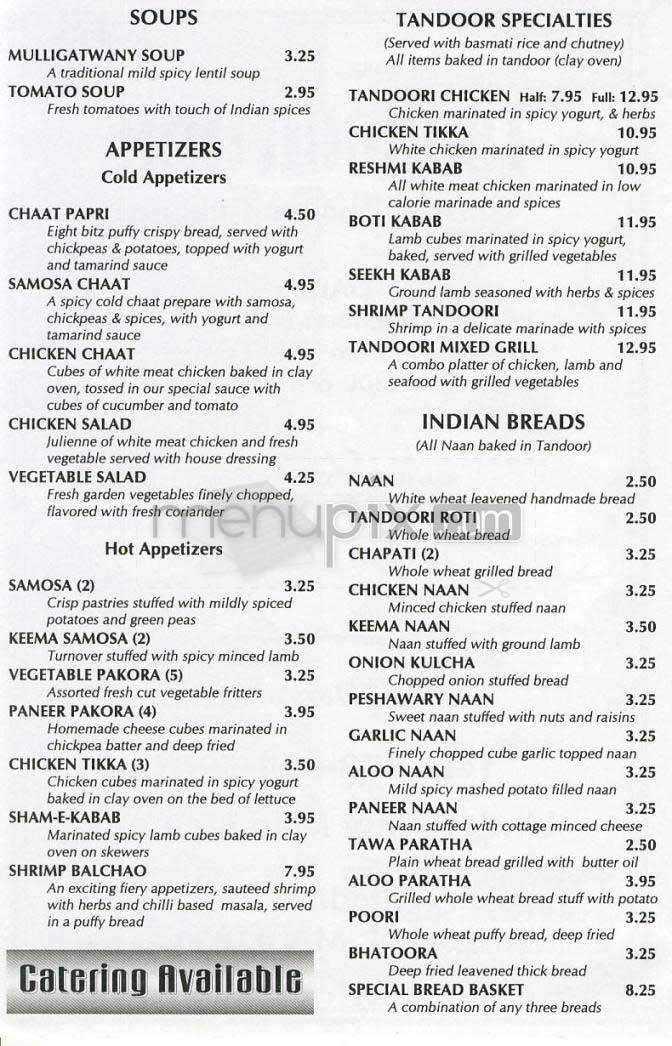 Tandoori Grill - San Diego, CA menu_pic