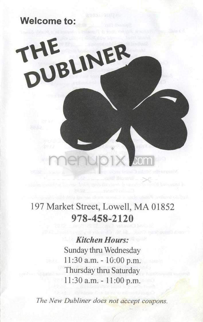 The Dubliner - Lowell, MA menu_pic