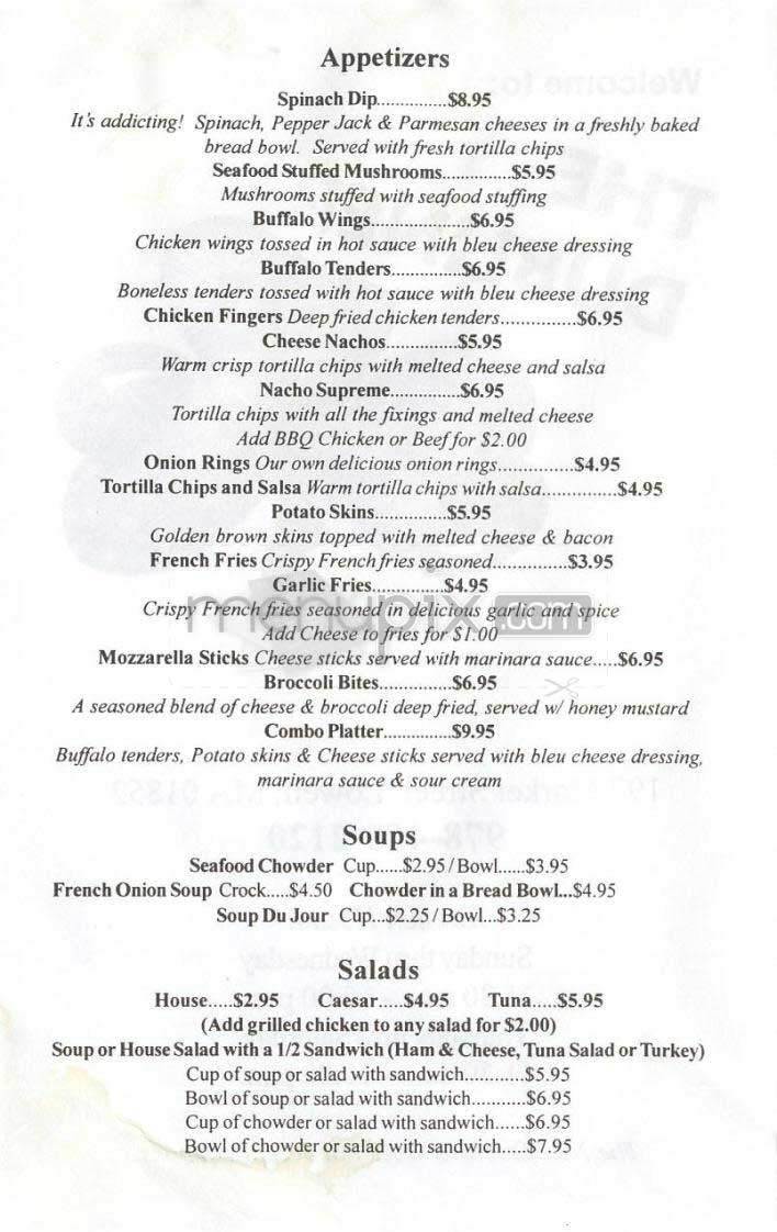 The Dubliner - Lowell, MA menu_pic