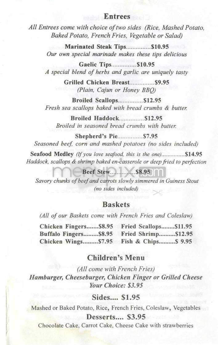 The Dubliner - Lowell, MA menu_pic