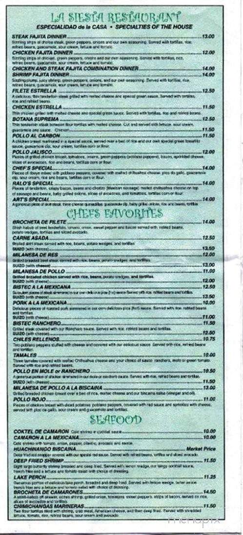 La Siesta - Bradley, IL menu_pic