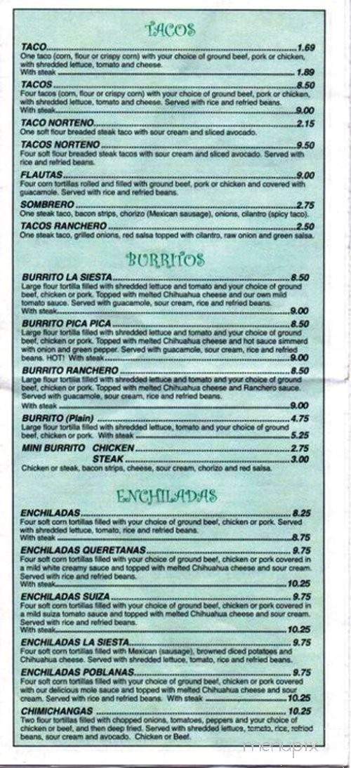 La Siesta - Bradley, IL menu_pic