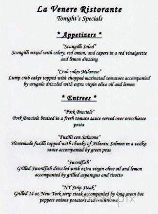 La Venere Ristorante Pizzeria - North Arlington, NJ menu_pic