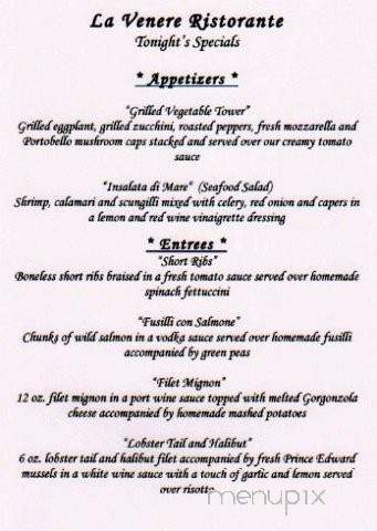 La Venere Ristorante Pizzeria - North Arlington, NJ menu_pic