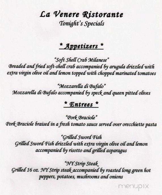 La Venere Ristorante Pizzeria - North Arlington, NJ menu_pic