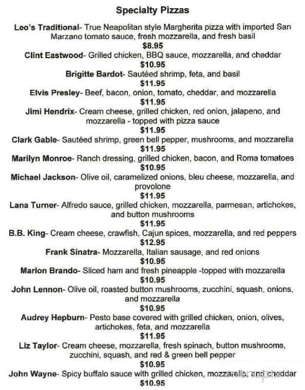 Leo's Wood Fired Pizza - Ocean Springs, MS menu_pic