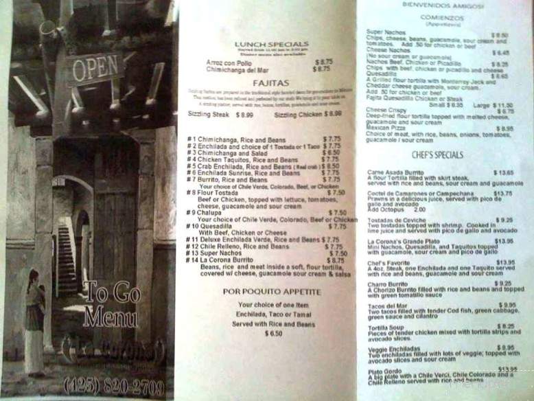 La Corona - Kirkland, WA menu_pic