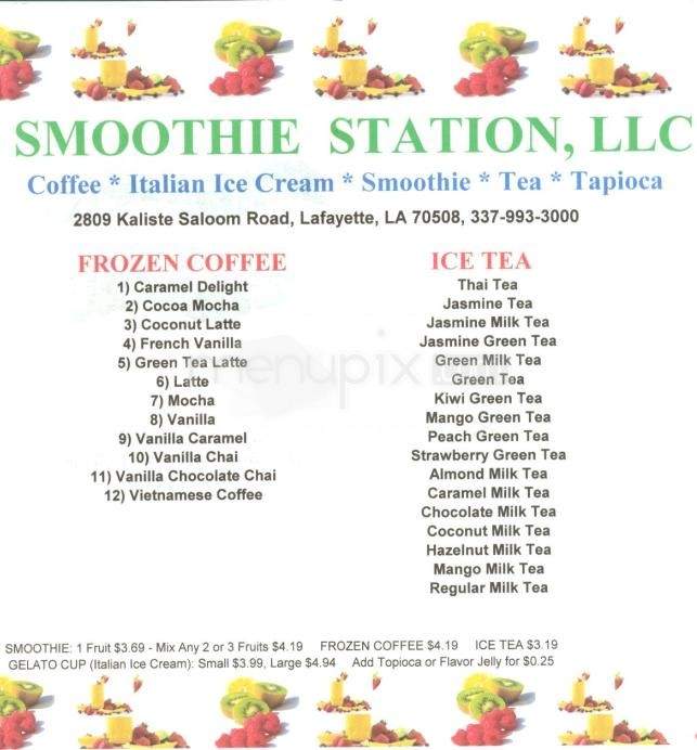 Smoothie Station - Lafayette, LA menu_pic
