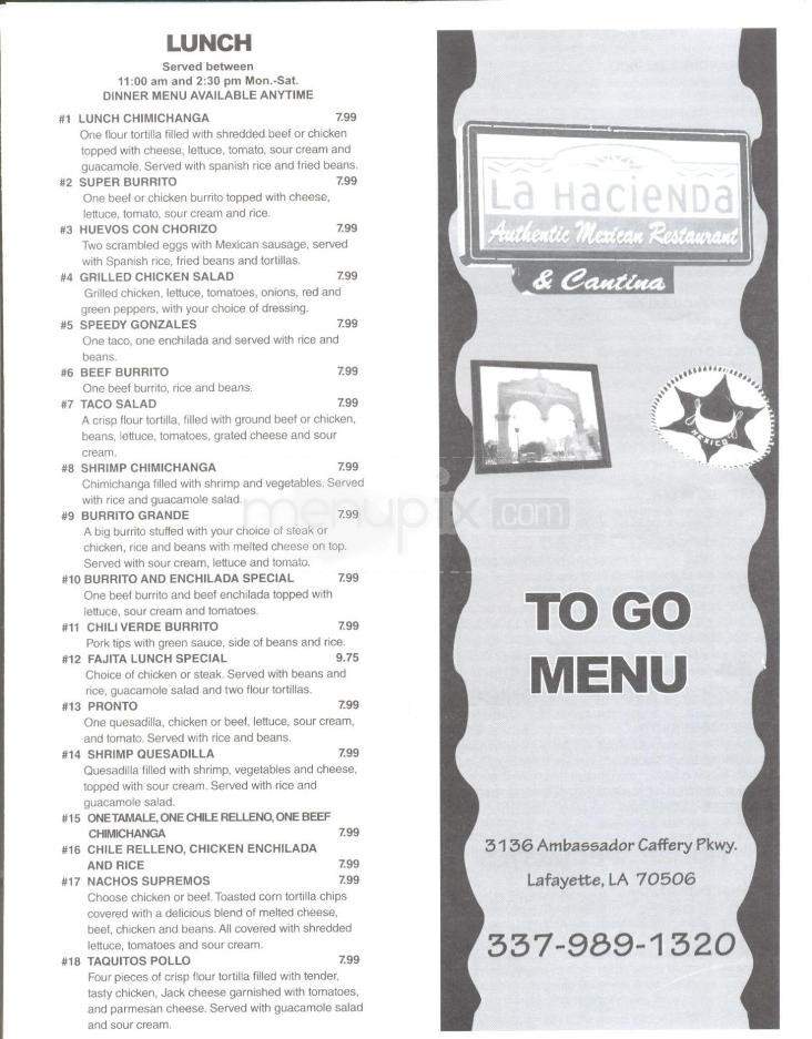 La Hacienda - Middleburg, VA menu_pic