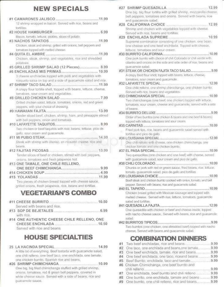 La Hacienda - Middleburg, VA menu_pic