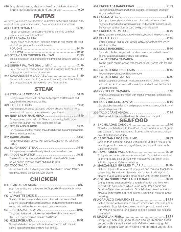 La Hacienda - Middleburg, VA menu_pic