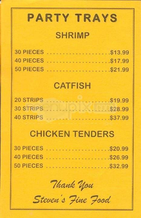Steven's Fine Food Restaurant - Lafayette, LA menu_pic