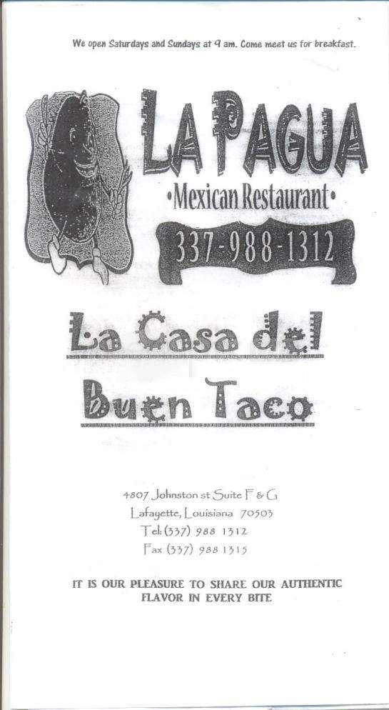 La Pagua - Lafayette, LA menu_pic
