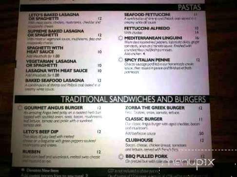 Leto's Steak & Seafood - Lacombe, AB menu_pic
