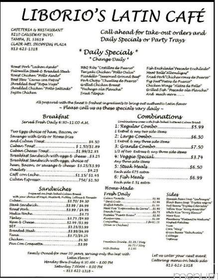 Liborio's Latin Cafe - Tampa, FL menu_pic