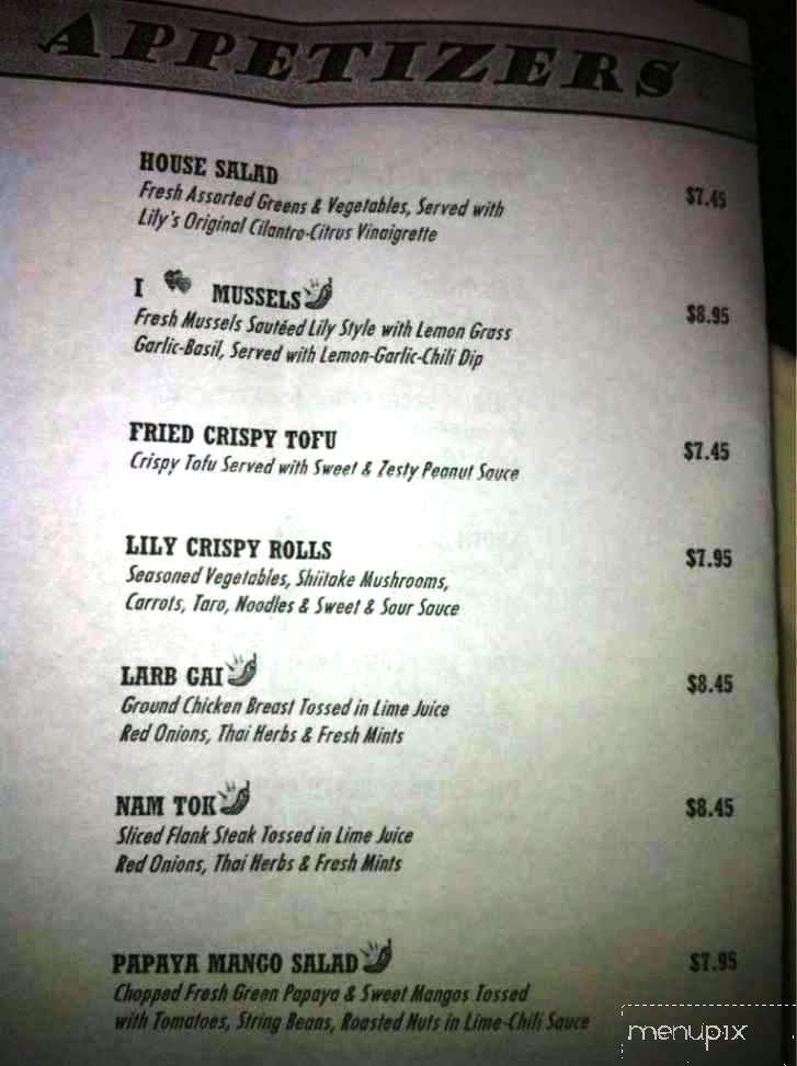 Lily Thai Cuisine - Rehoboth Beach, DE menu_pic