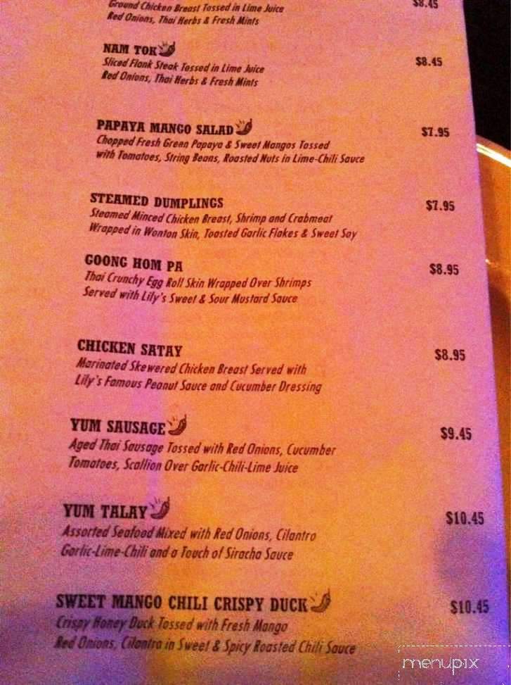 Lily Thai Cuisine - Rehoboth Beach, DE menu_pic