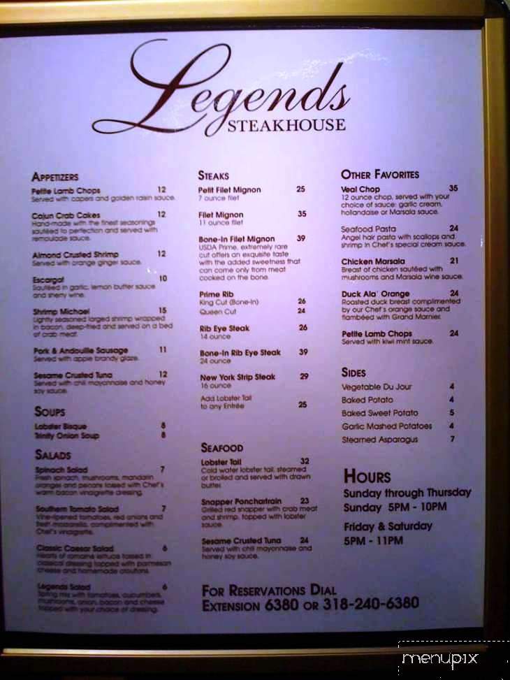 Legends Steakhouse - Marksville, LA menu_pic