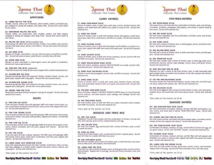 Lanna Thai - Colorado Springs, CO menu_pic
