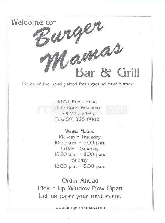 Burger Mamas Bar & Grill - Little Rock, AR menu_pic