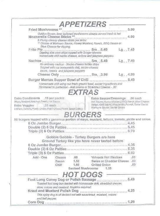 Burger Mamas Bar & Grill - Little Rock, AR menu_pic