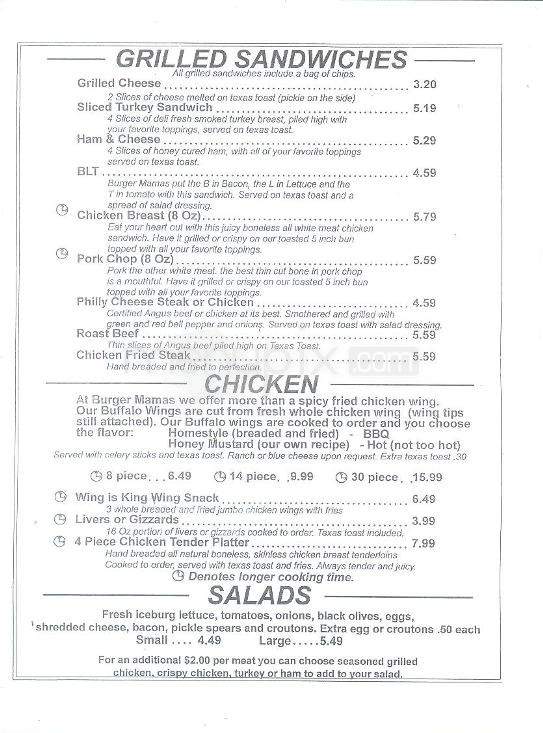 Burger Mamas Bar & Grill - Little Rock, AR menu_pic