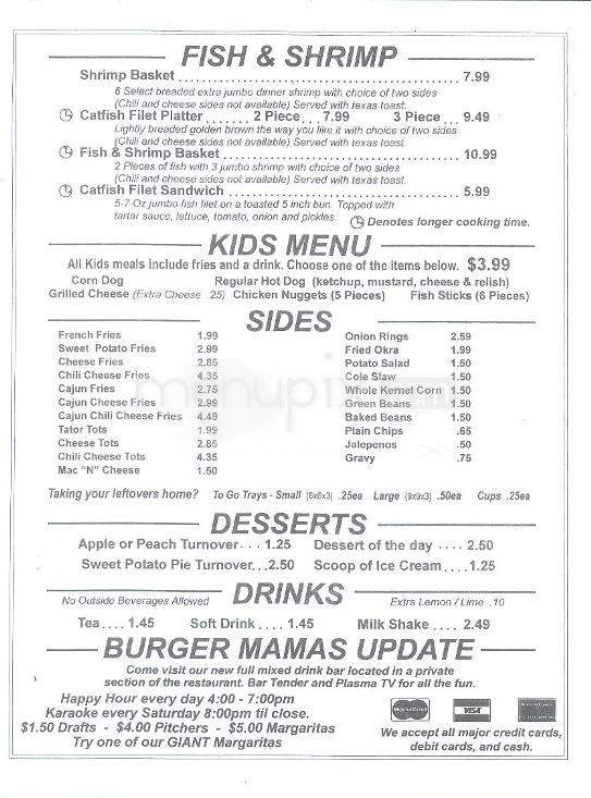 Burger Mamas Bar & Grill - Little Rock, AR menu_pic
