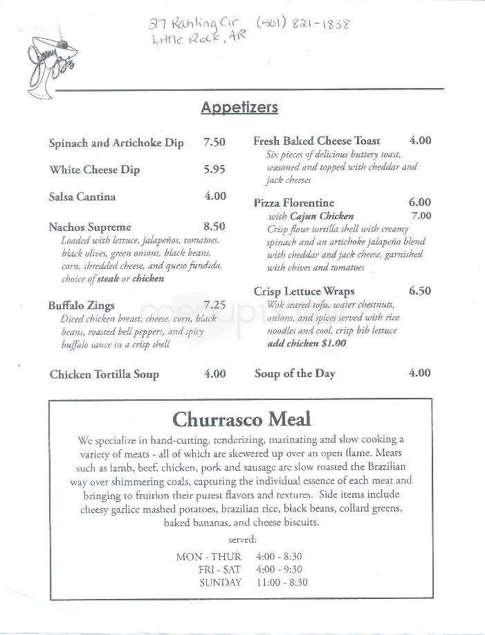 Jerry B's Bar & Grill - Little Rock, AR menu_pic