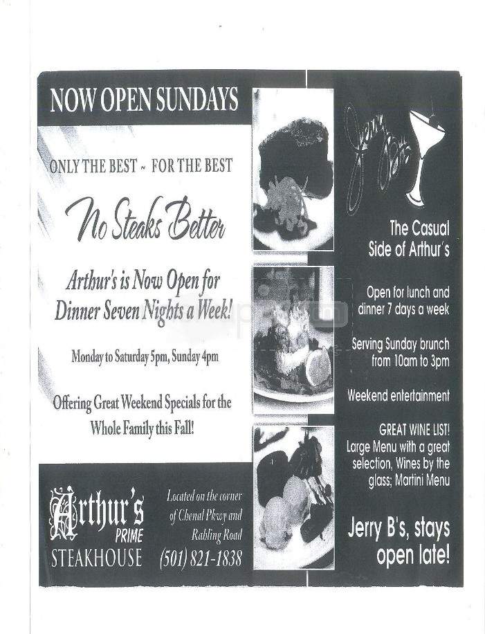 Jerry B's Bar & Grill - Little Rock, AR menu_pic