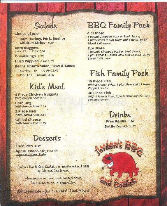 Jordan's BBQ - Little Rock, AR menu_pic