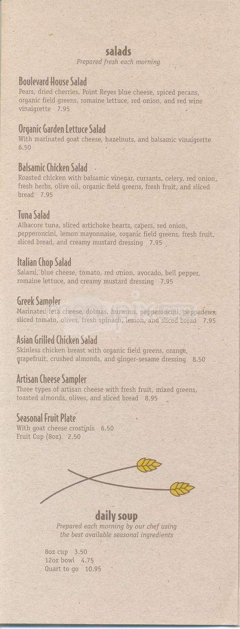 Boulevard Bread Co - Little Rock, AR menu_pic