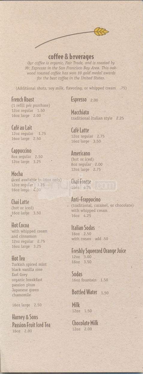 Boulevard Bread Co - Little Rock, AR menu_pic