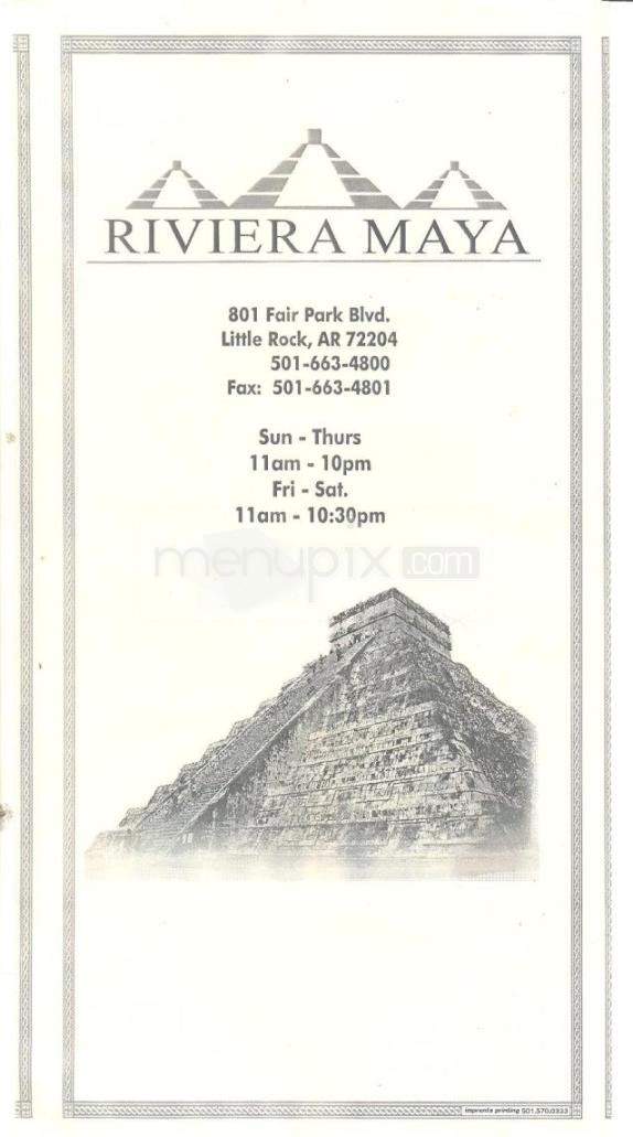 Riviera Maya - Little Rock, AR menu_pic