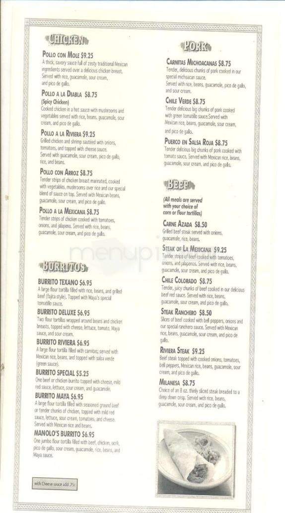 Riviera Maya - Little Rock, AR menu_pic