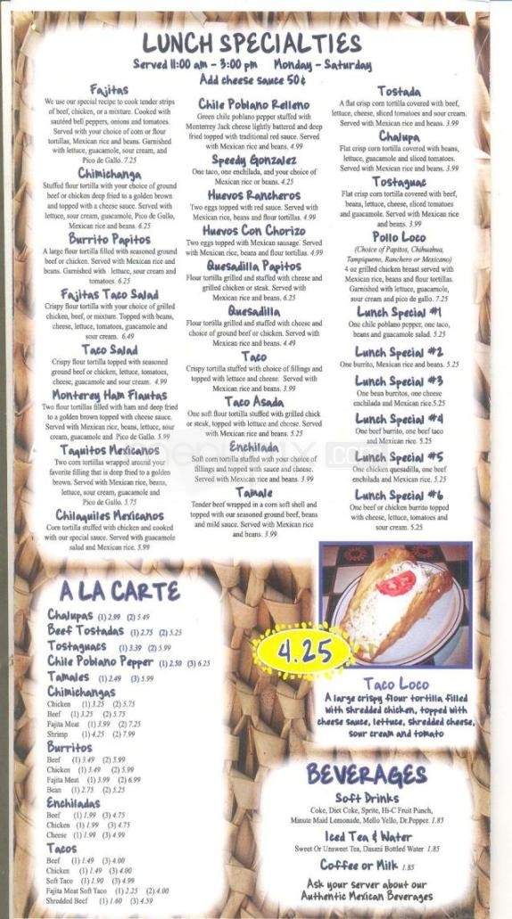 Papitos Mexican Restaurant - Jacksonville, AR menu_pic