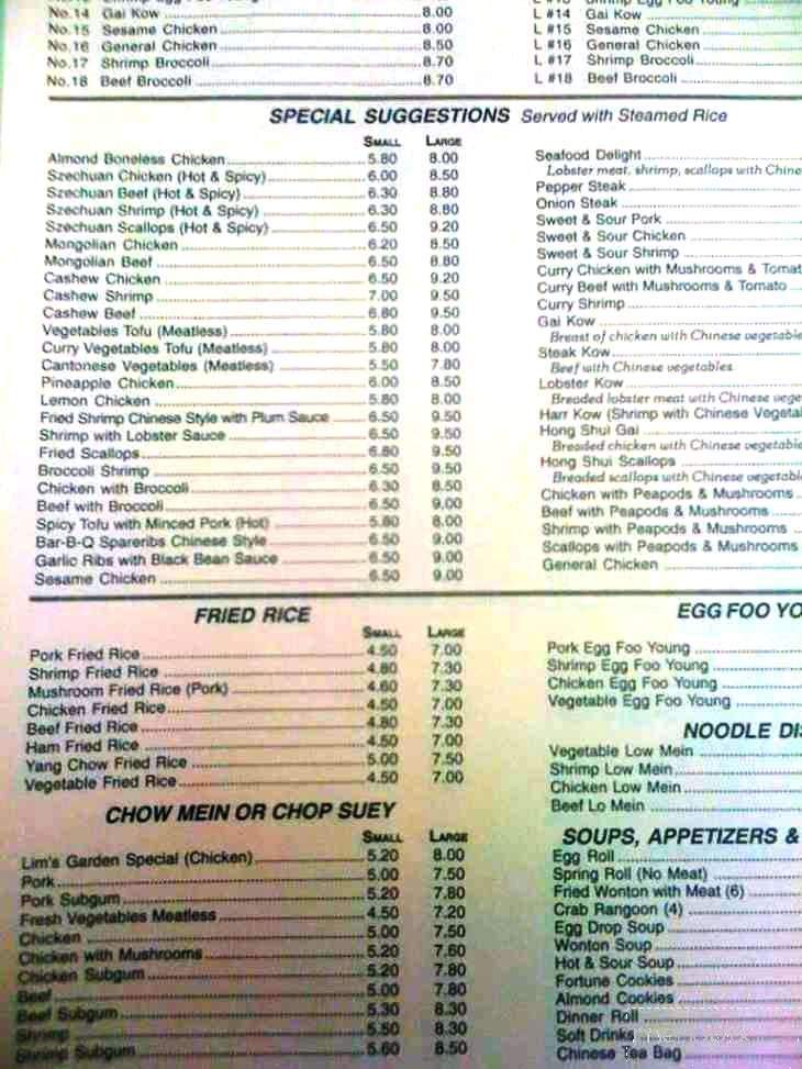 Lim's Garden - Dearborn, MI menu_pic