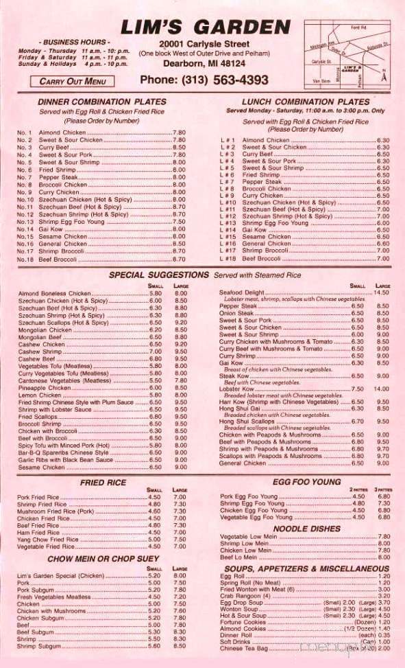 Lim's Garden - Dearborn, MI menu_pic
