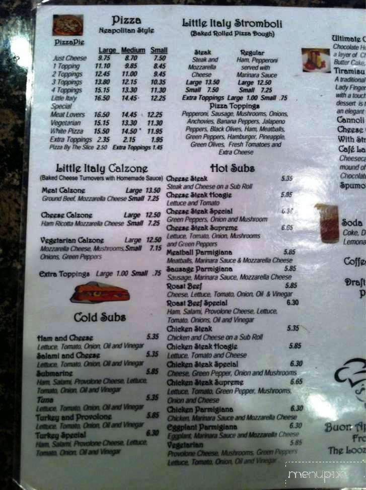 Little Italy & Italian Restaurant - King, NC menu_pic