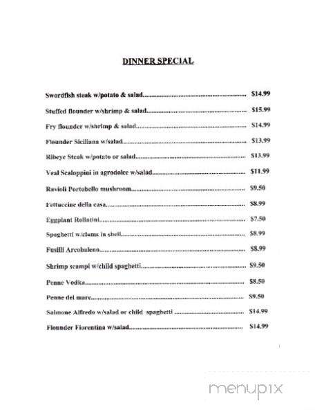 La Casetta Italian Restaurant - Bethel, NC menu_pic