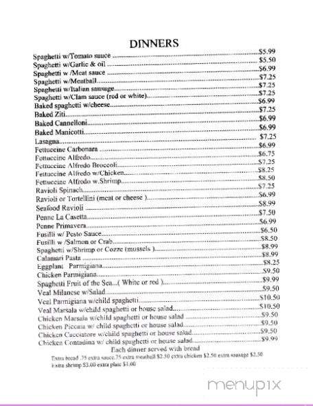 La Casetta Italian Restaurant - Bethel, NC menu_pic