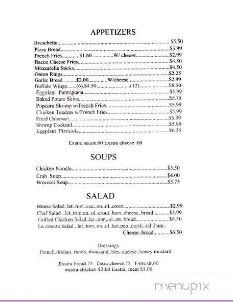 La Casetta Italian Restaurant - Bethel, NC menu_pic