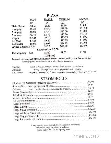 La Casetta Italian Restaurant - Bethel, NC menu_pic