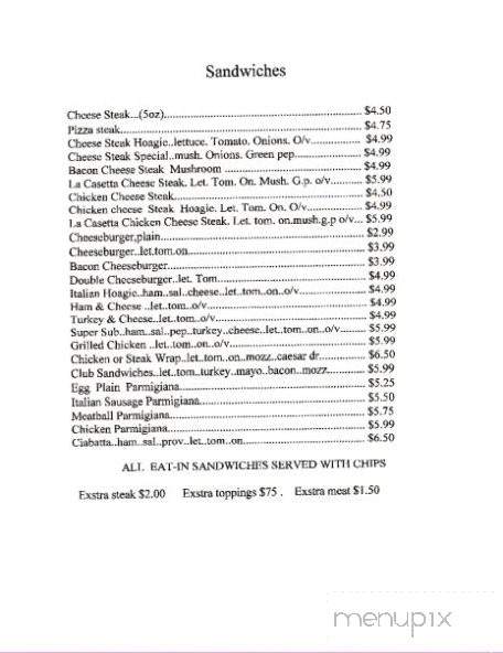 La Casetta Italian Restaurant - Bethel, NC menu_pic