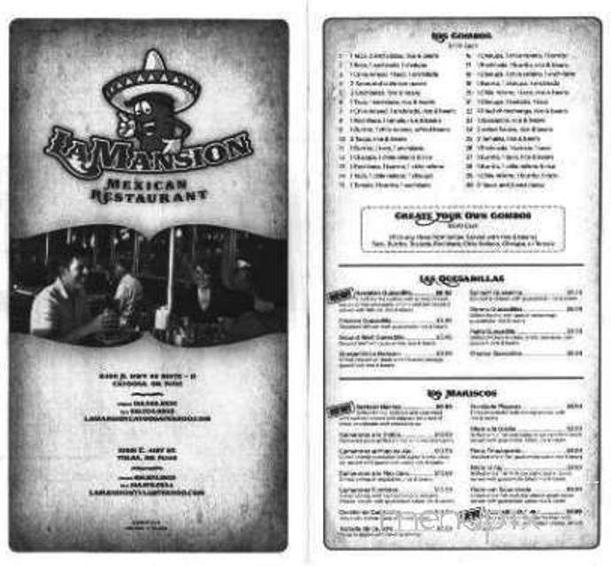 La Mansion Mexican Restaurant - Tulsa, OK menu_pic
