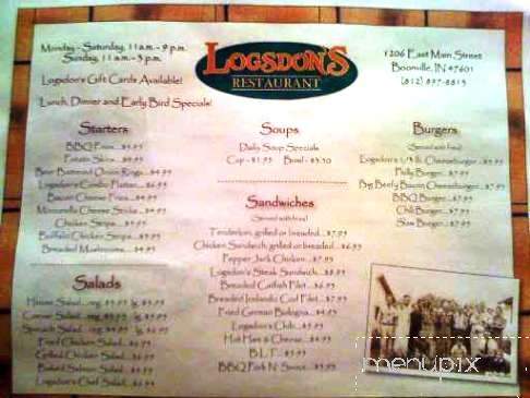 Logsdon's Restaurant - Boonville, IN menu_pic