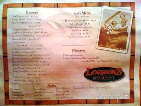Logsdon's Restaurant - Boonville, IN menu_pic