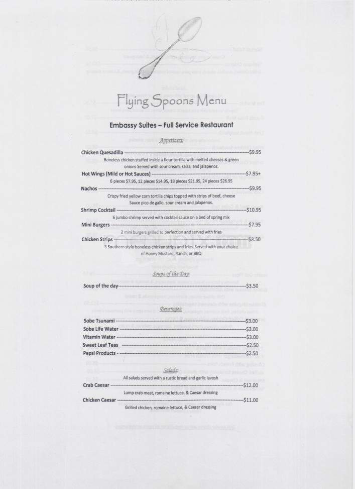 Flying Spoons at Embassy Suites - Ridgeland, MS menu_pic