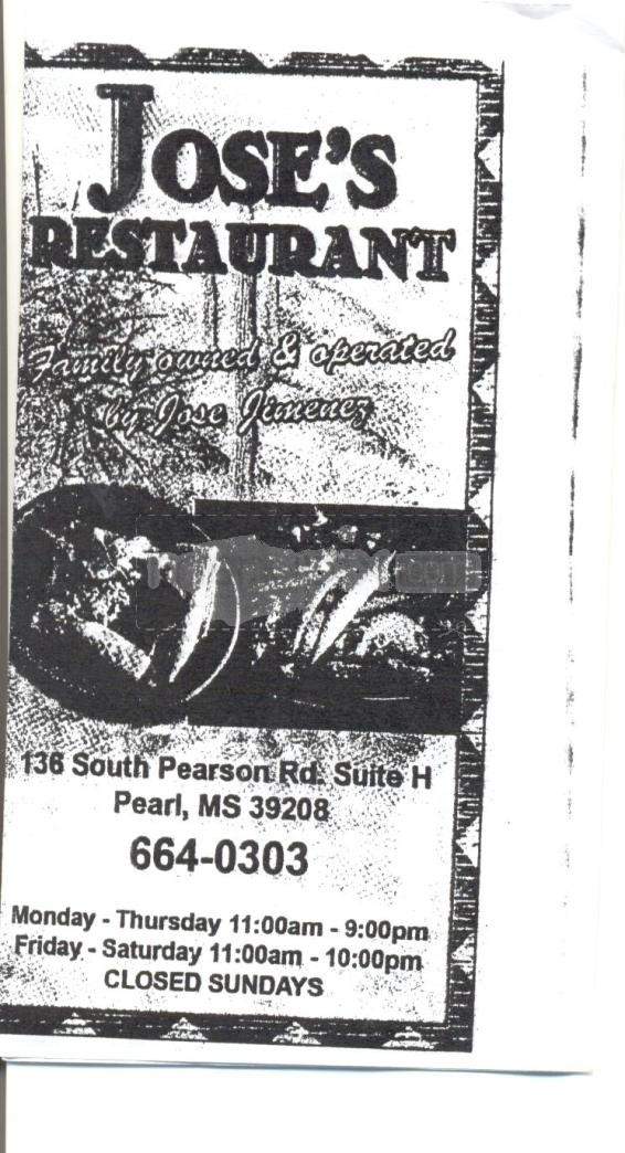 Jose's Restaurant - Pearl, MS menu_pic