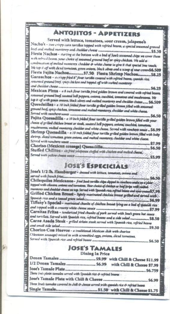 Jose's Restaurant - Pearl, MS menu_pic