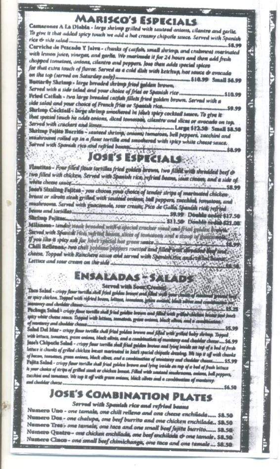 Jose's Restaurant - Pearl, MS menu_pic